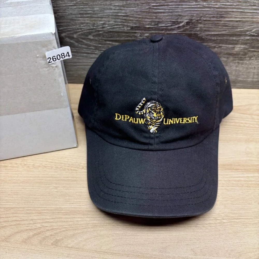DePauw University Hat Cap Strap Back Black Tigers NCAA College Sports Adjustable